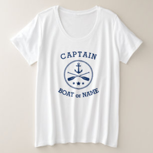Captain or Boat Name Nautical Anchor oars stars Plus Size T-Shirt