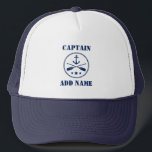 Captain or Boat Name Nautical Anchor & Oars Trucker Hat<br><div class="desc">Nautical Anchor & Crossed Oars with Personalised Captain or Boat Name Hat.</div>