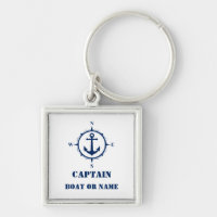 Captain or Boat Name Nautical Compass Anchor White