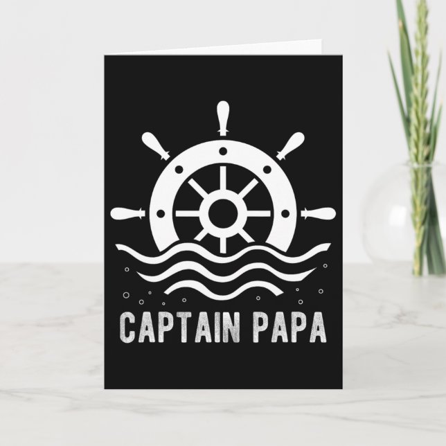 Captain Papa Boating Father's Day Pontoon Captain  Card (Front)
