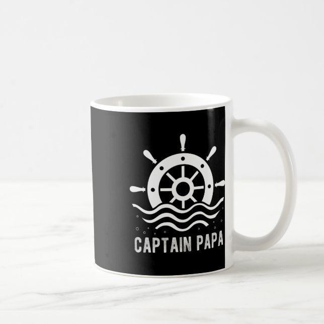 Captain Papa Boating Father's Day Pontoon Captain  Coffee Mug (Right)