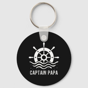 Captain Papa Boating Father's Day Pontoon Captain  Key Ring