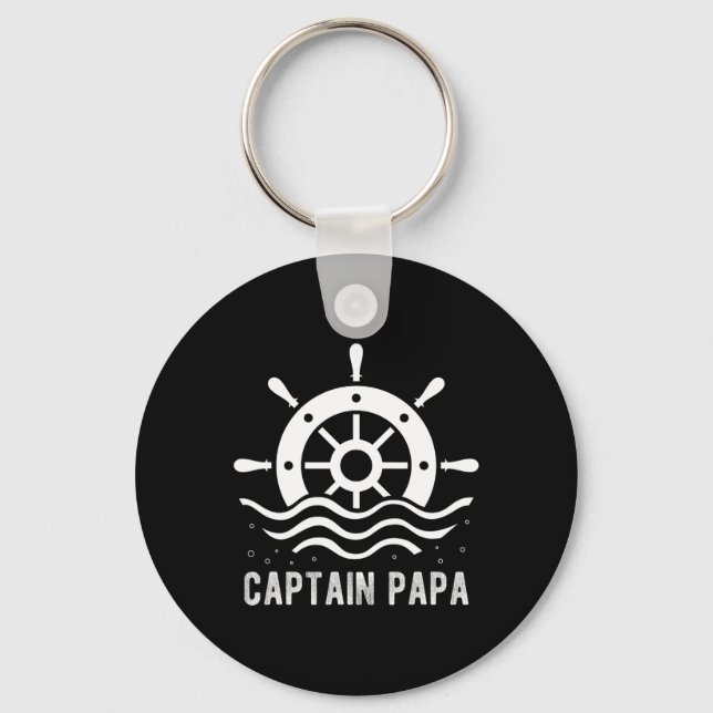 Captain Papa Boating Father's Day Pontoon Captain  Key Ring (Front)
