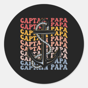 Captain Papa Groovy Boating Papa Classic Round Sticker