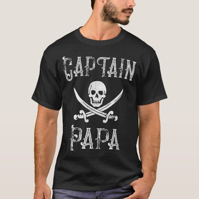 Captain Papa Personalised Pirate Pontoon T-Shirt (Front)