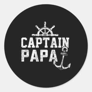 Captain Papa Pontoon Boating Fishing Lake Sailing  Classic Round Sticker