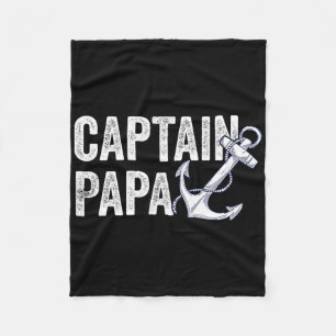 Captain Papa Pontoon Gift Lake Sailor Fishing Boat Fleece Blanket