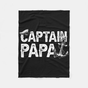 Captain Papa Pontoon Lake Sailor Fishing Boating F Fleece Blanket