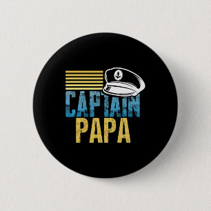 Captain Papa - Sailing Captain Hat - Boat Lover Bo 6 Cm Round Badge