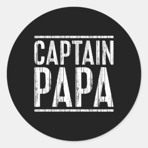 Captain Papa Shirt Pontoon Boat Fathers Day Fishin Classic Round Sticker