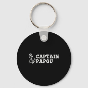 Captain Papou Sailing Boating Vintage Boat Anchor Key Ring