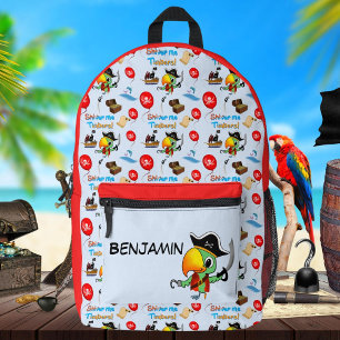 Captain Parrot Treasure Pirate Personalized Printed Backpack