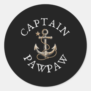 Captain Pawpaw Boat Sailing Boating Vintage Anchor Classic Round Sticker
