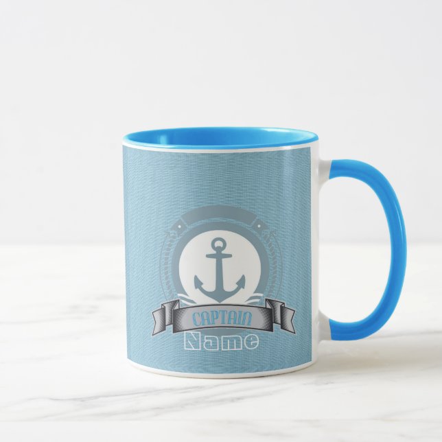 CAPTAIN personalised boat sailing nautical emblem Mug (Right)
