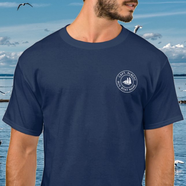 Captain Personalised Sailboat Logo T Shirt (Creator Uploaded)