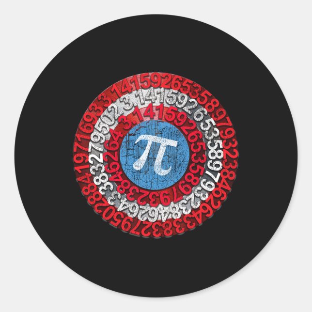 Captain Pi Math Superhero 3.14 Nerd Geek Gift  Classic Round Sticker (Front)