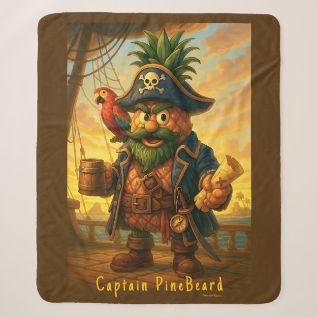 Captain PineBeard - Pineapple Empire Sherpa Blanket (Front)