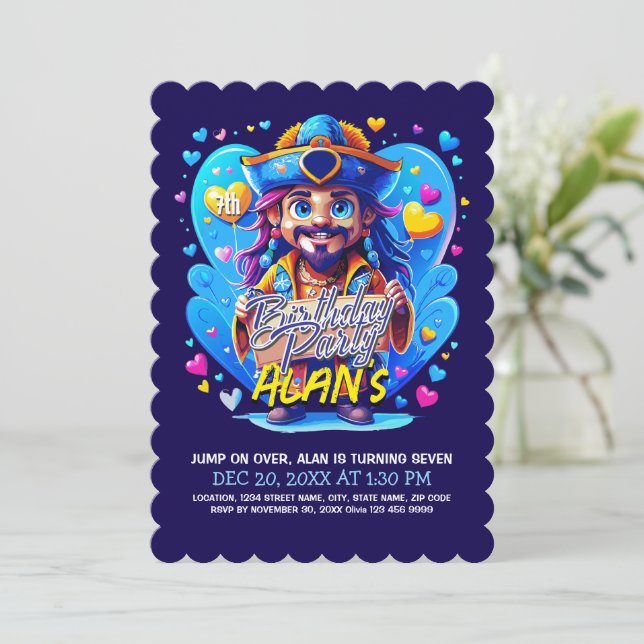 Captain Pirate Birthday Celebration Invitation (Standing Front)