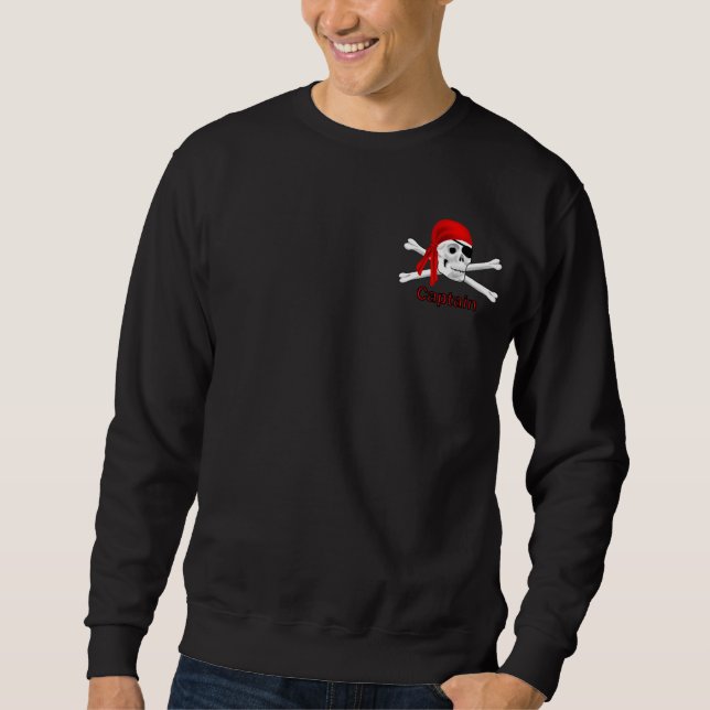 Captain Pirate Skull & Bones Mens Sweatshirt (Front)