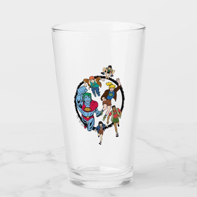Captain Planet and the Planeteers Circle Graphic Glass (Front)