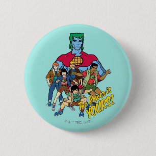 Captain Planet Group Graphic - The Power Is Yours! 6 Cm Round Badge