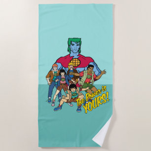Captain Planet Group Graphic - The Power Is Yours! Beach Towel