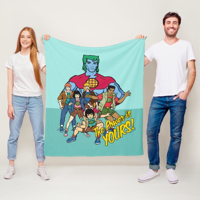 Captain Planet Group Graphic - The Power Is Yours! Fleece Blanket (In Situ)