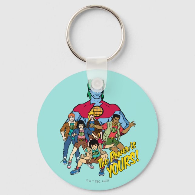 Captain Planet Group Graphic - The Power Is Yours! Key Ring (Front)