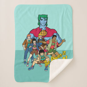 Captain Planet Group Graphic - The Power Is Yours! Sherpa Blanket