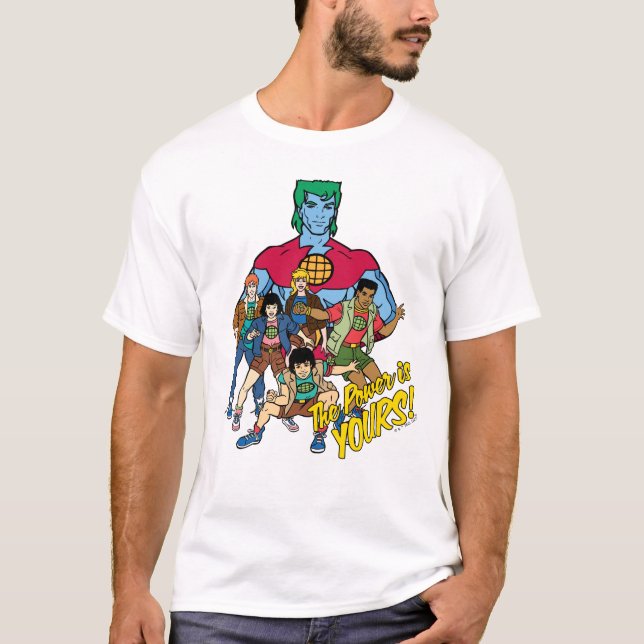Captain Planet Group Graphic - The Power Is Yours! T-Shirt (Front)