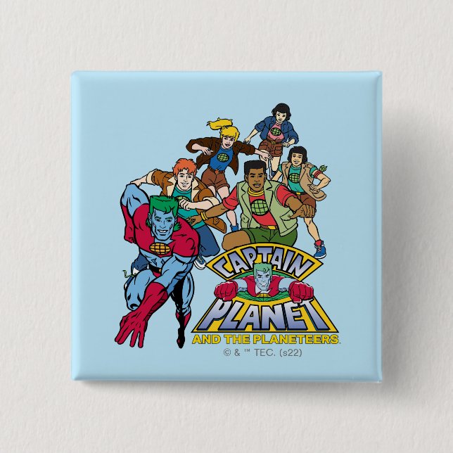 Captain Planet & the Planeteers Group Logo Graphic 15 Cm Square Badge (Front)