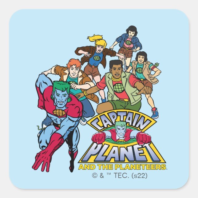 Captain Planet & the Planeteers Group Logo Graphic Square Sticker (Front)
