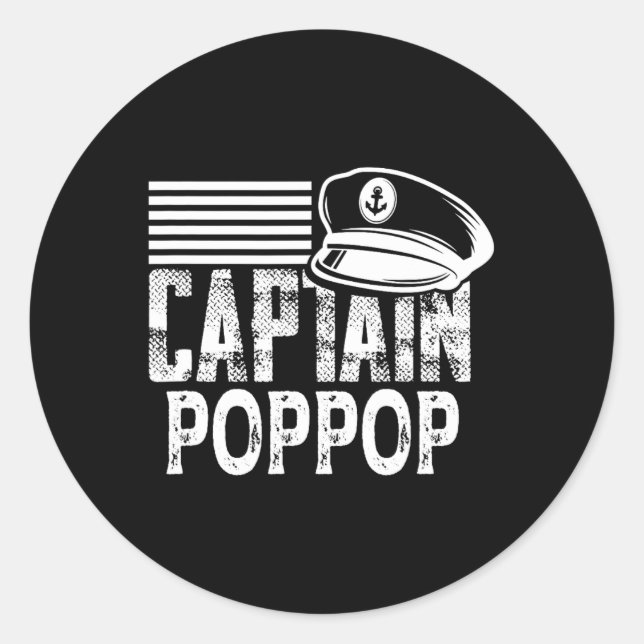 Captain Poppop - Sailing Captain Hat Boat Owner Bo Classic Round Sticker (Front)