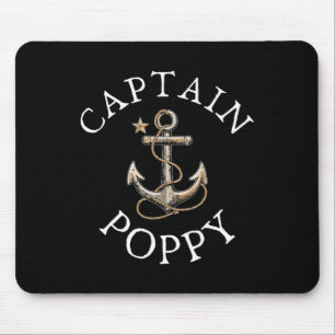 Captain Poppy Boat Sailing Boating Vintage Anchor Mouse Mat