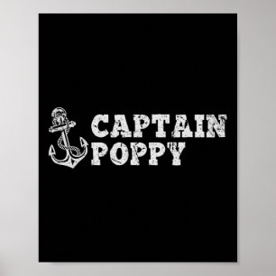 Captain Poppy Sailing Boating Vintage Boat Anchor Poster