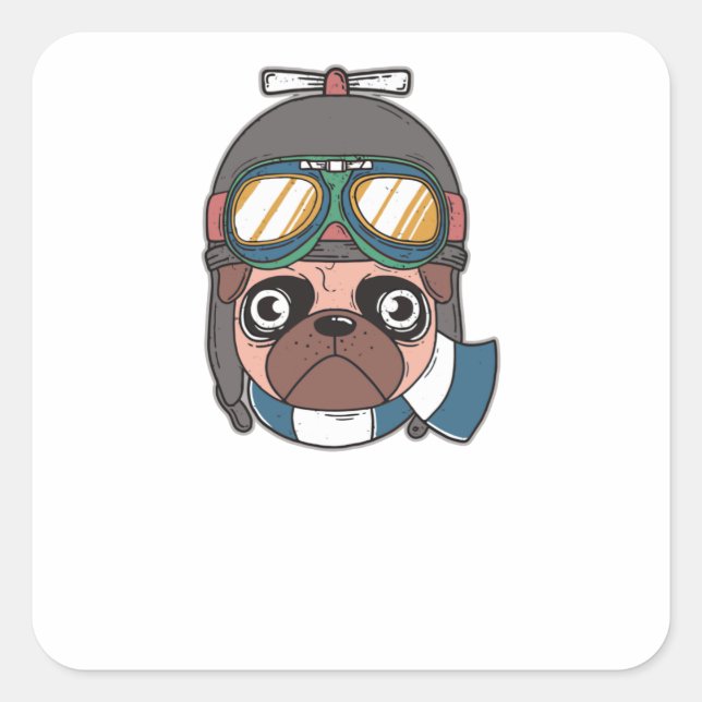 Captain Pug Square Sticker (Front)