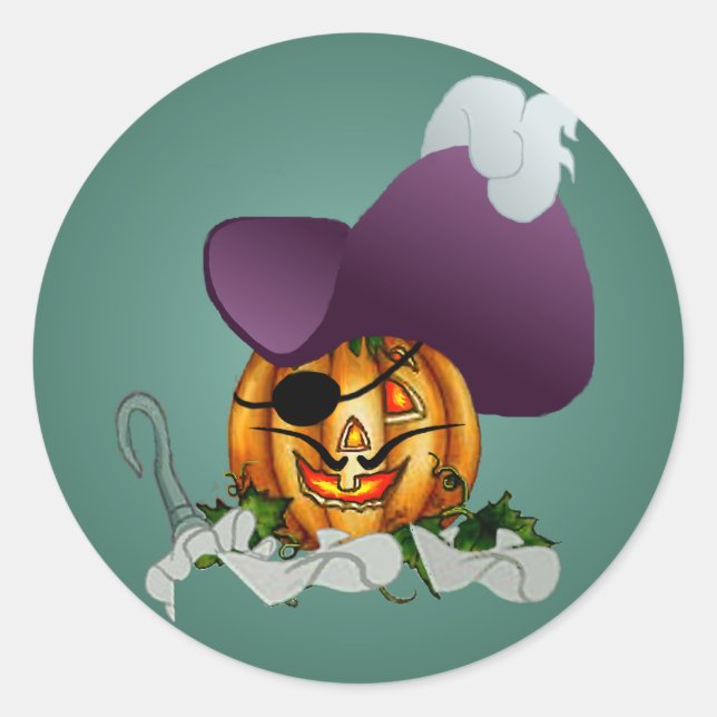CAPTAIN PUMPKIN HOOK by SHARON SHARPE Classic Round Sticker (Front)