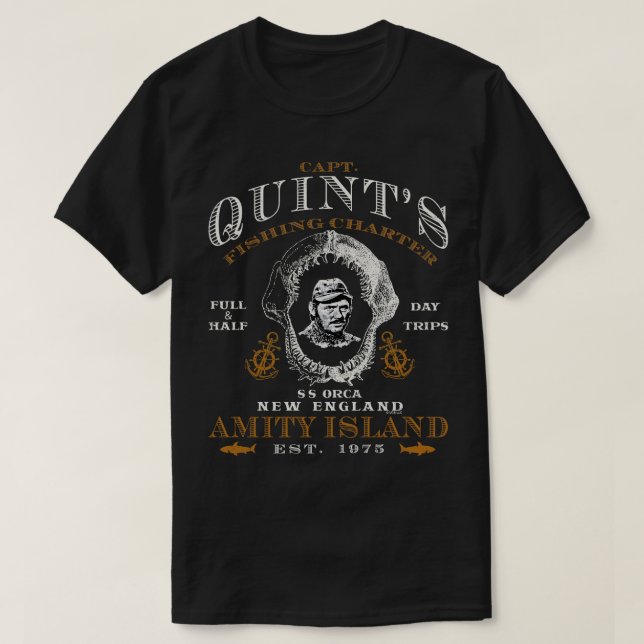 Captain Quints Jaw Skull T-Shirt (Design Front)