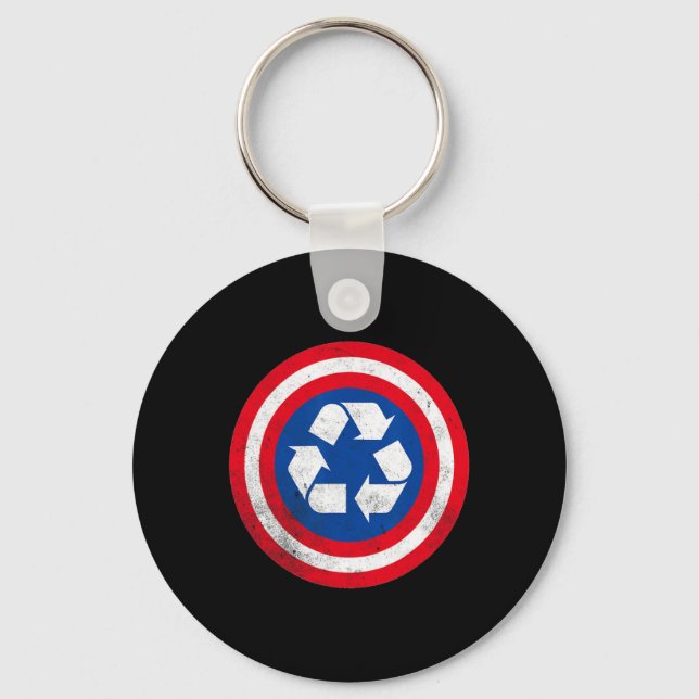 Captain Recycle Earth Day 1  Key Ring (Front)