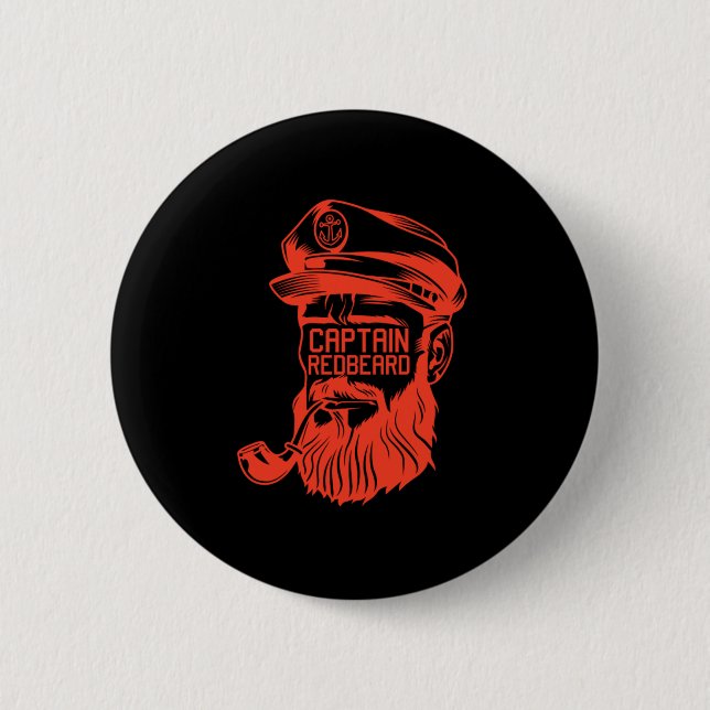 Captain Redhead Red Beard Ginger Beard Red Hair Gi 6 Cm Round Badge (Front)