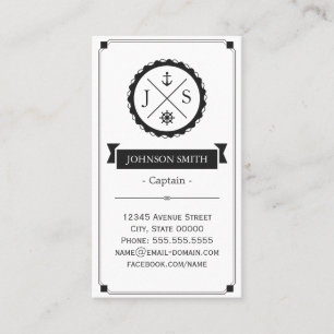 Captain - Retro Nautical Monogram Business Card