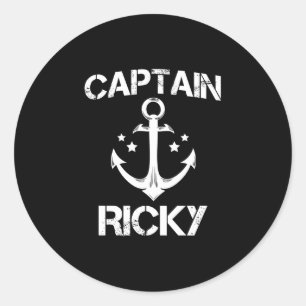 Captain ricky funny birthday name boat gift classic round sticker