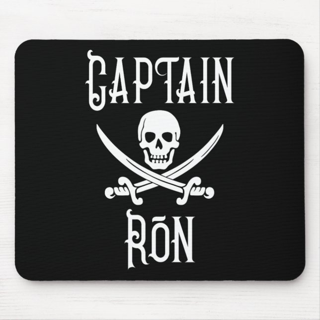 Captain Ron Personalised Pirate Skull Boating  Mouse Mat (Front)