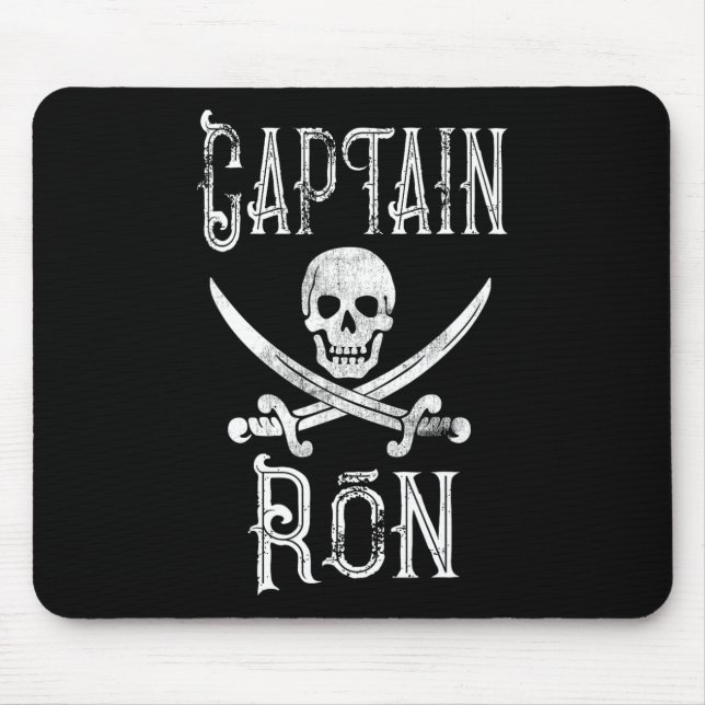 Captain Ron Vintage Personalised Pirate Boating  Mouse Mat (Front)
