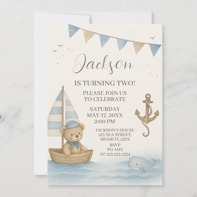 Captain’s Nautical Birthday Invitation (Front)