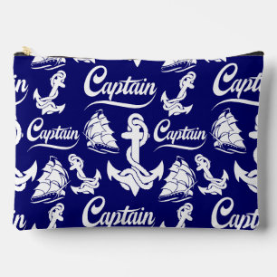 Captain Sailboat Anchor Nautical Design Accessory Pouch