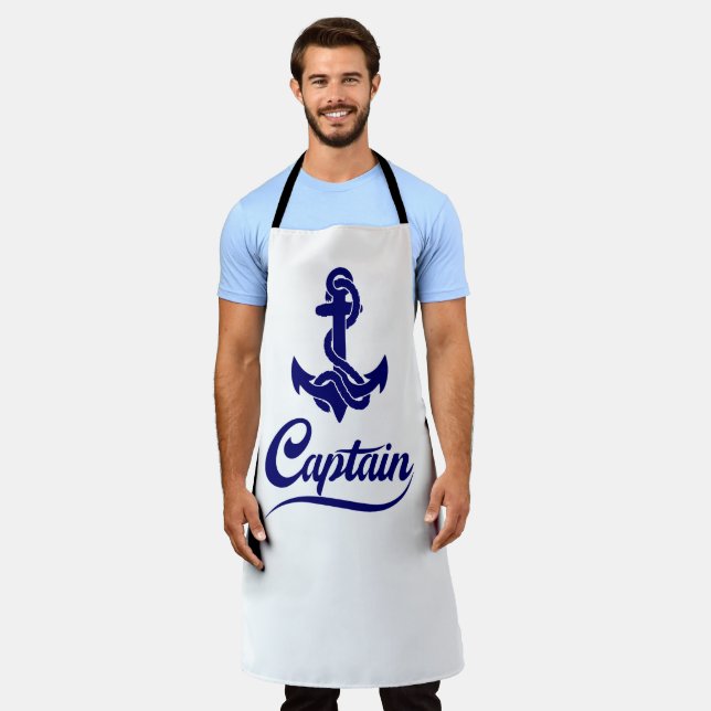 Captain Sailboat Anchor Nautical Design Apron (Worn)