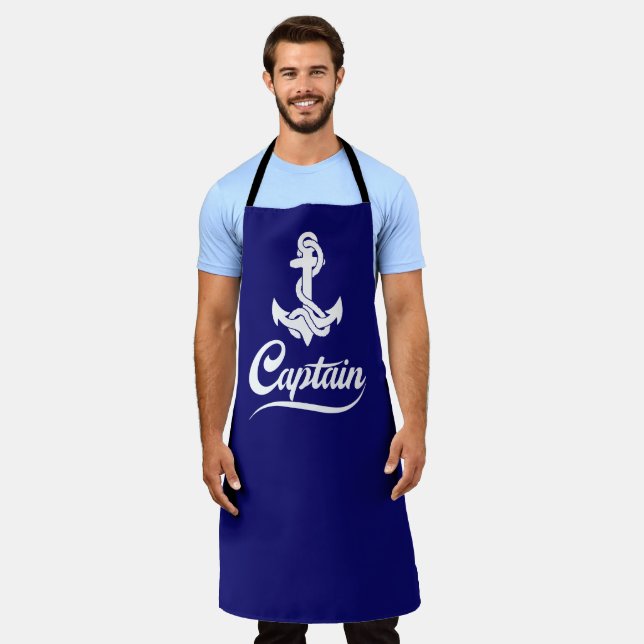 Captain Sailboat Anchor Nautical Design Apron (Worn)