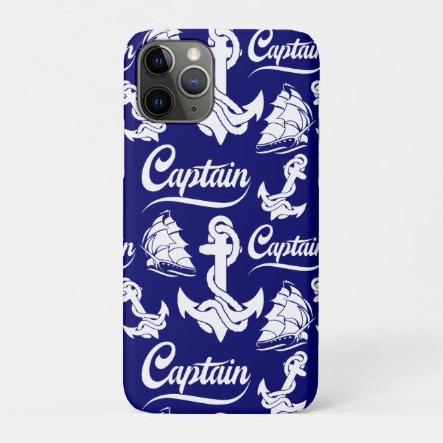 Captain Sailboat Anchor Nautical Design Case-Mate iPhone Case (Back)