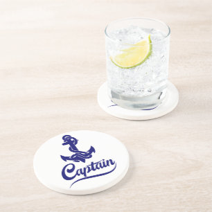 Captain Sailboat Anchor Nautical Design Coaster